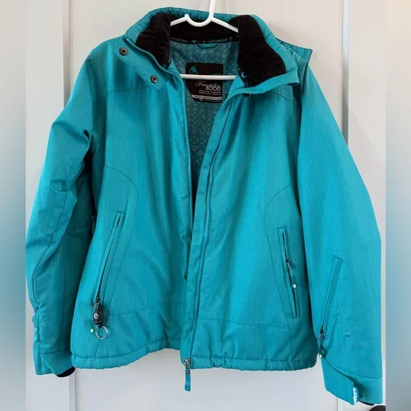 Women’s Liquid Freerider 8000 MM Waterproof Teal Hooded Ski Snowboard Jacket - Picture 10 of 12